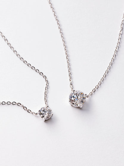 REVIA Diamond Solitaire Necklace 0.5ct Hearts & Arrows