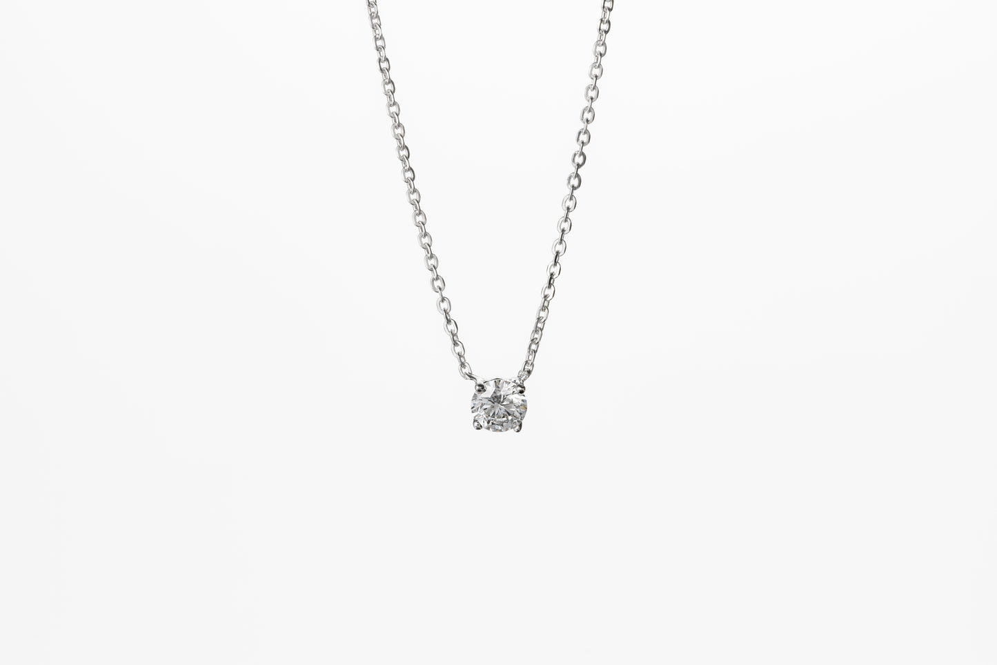 REVIA Diamond Solitaire Necklace 0.5ct Hearts & Arrows