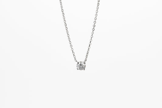 REVIA Diamond Solitaire Necklace 0.5ct Hearts & Arrows
